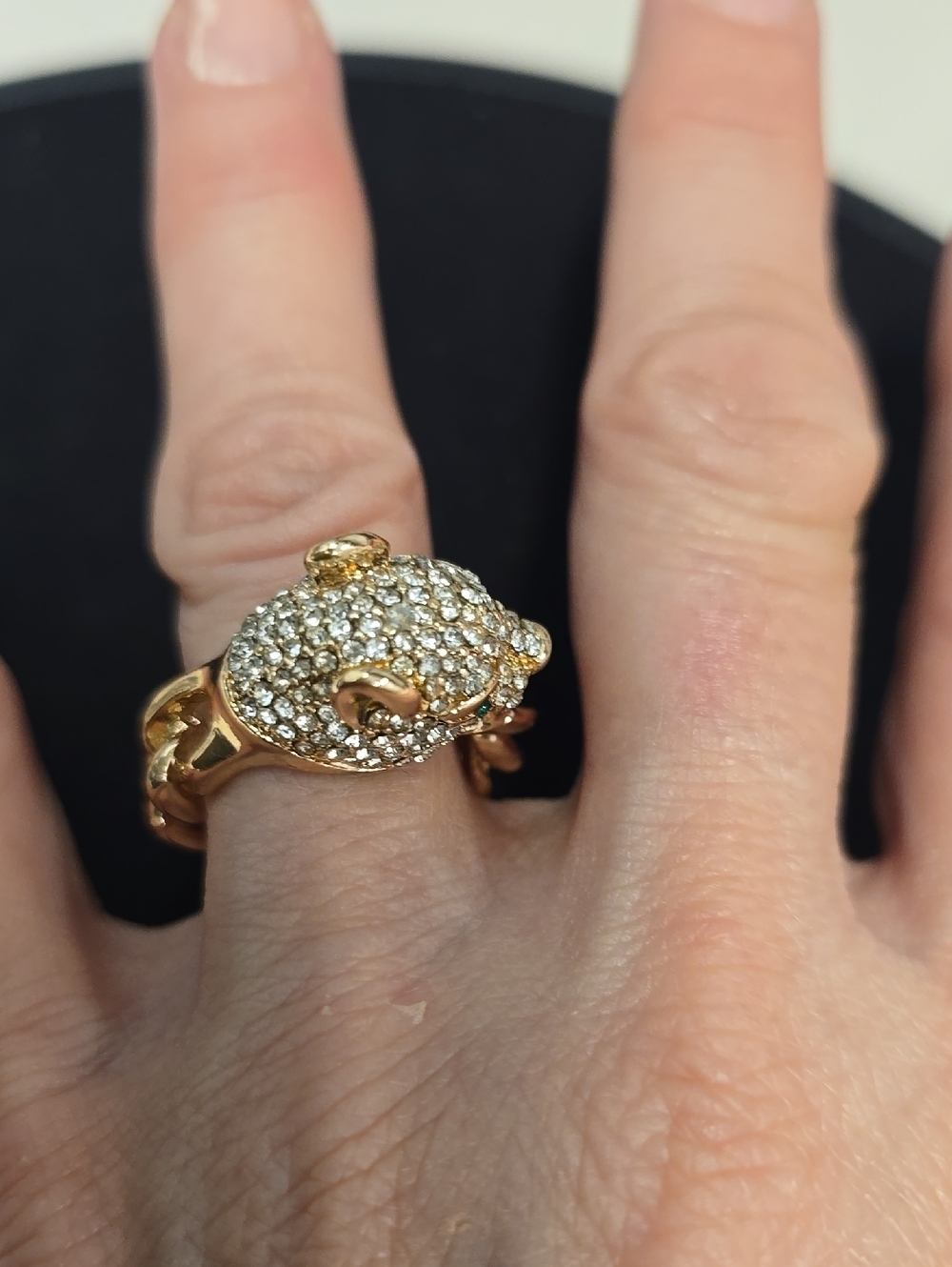 Gold Pavé Crystal Panther Ring - Women's Jewelry